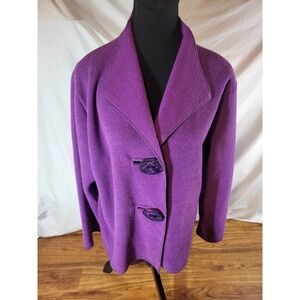 Grinns Jacket Women's M Purple Polyester Fleece Buttons  Oversized Cardigan